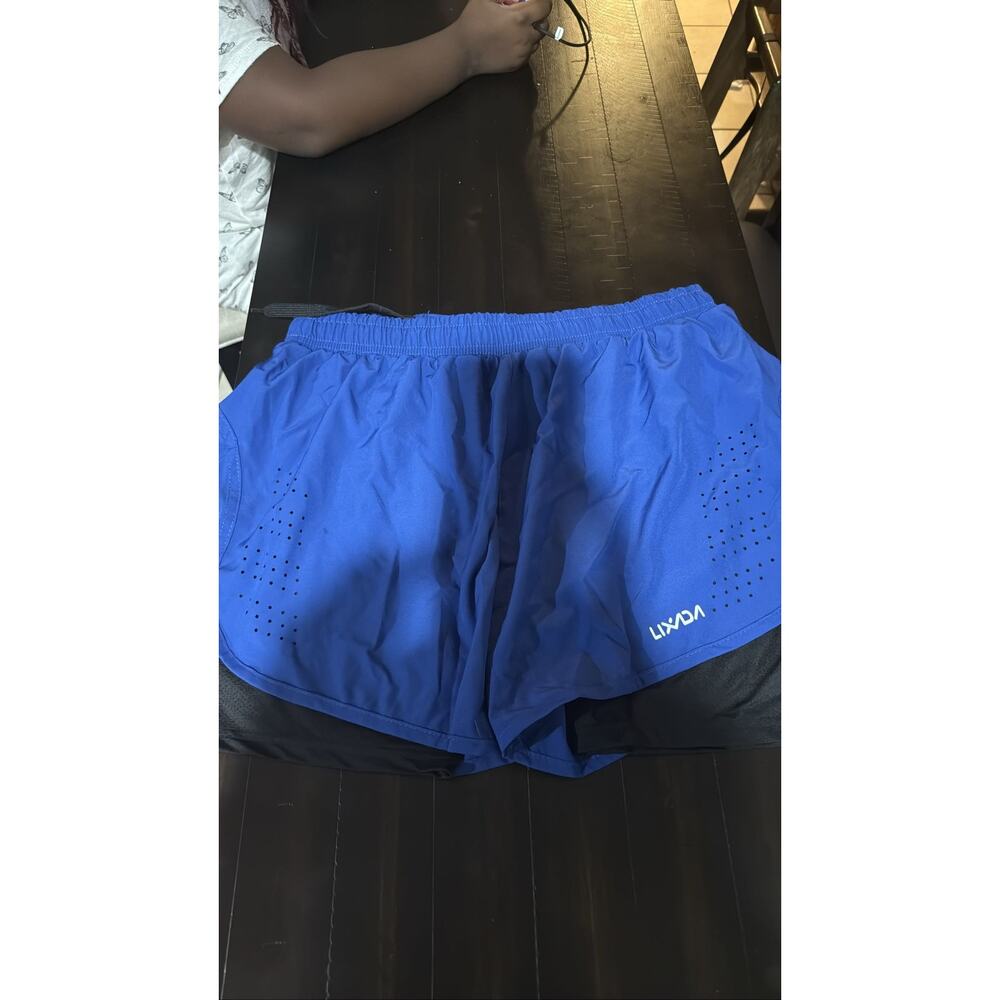 Lixada Men's 2-in-1 Running Shorts Quick Dry Breathable Athletic Blue xxl